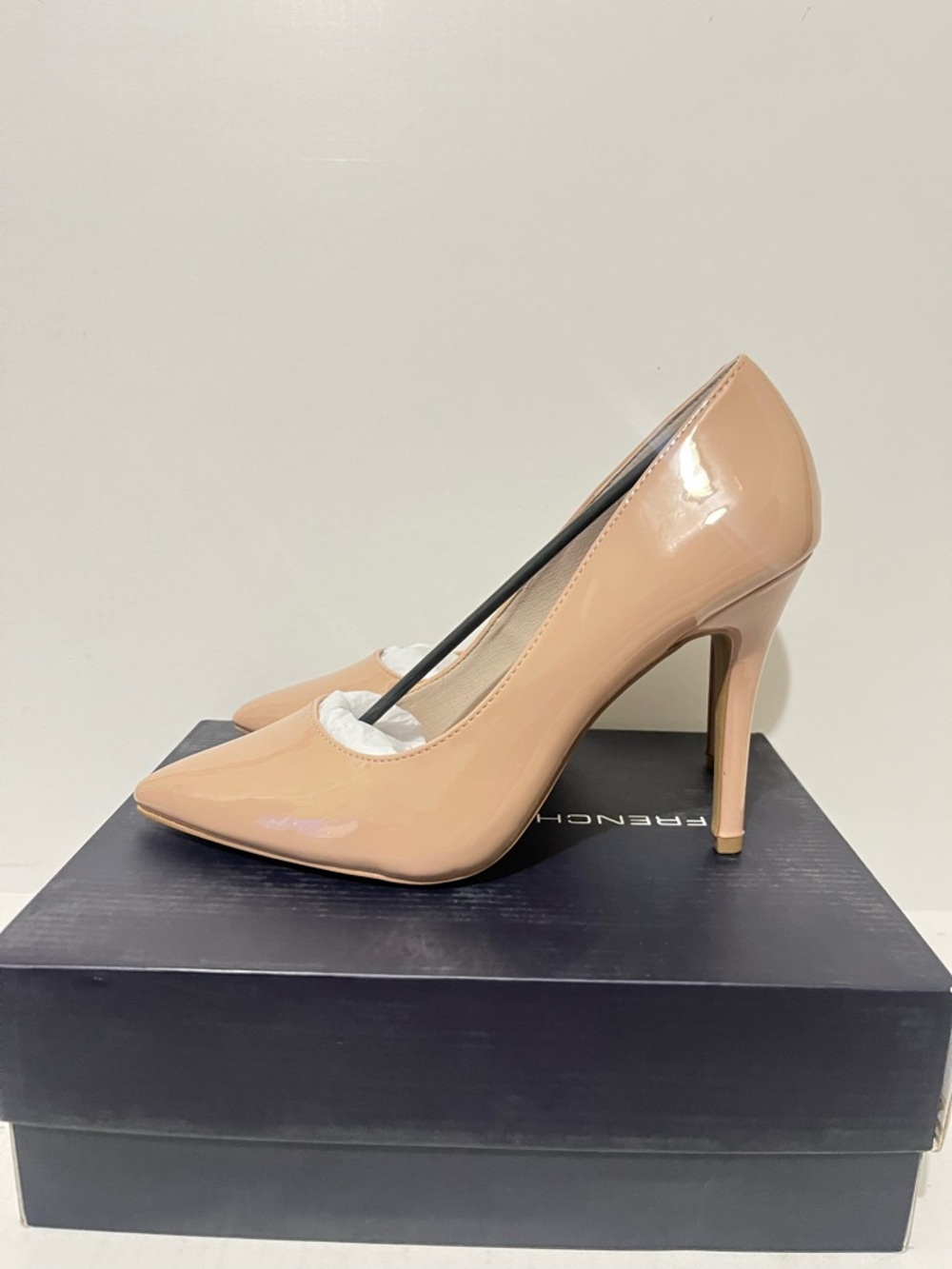 French Connection Classic Nude Patent Pointed-Toe High Heels - Women's Pumps - Picture 2 of 8